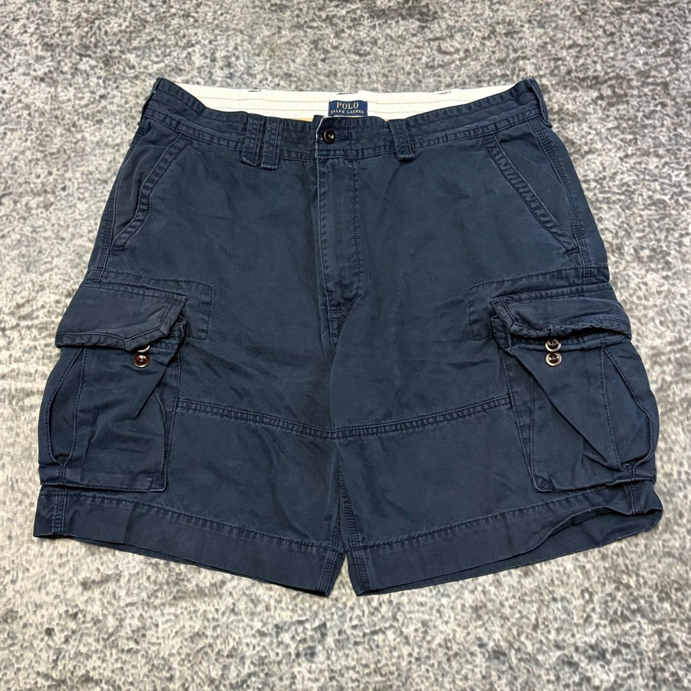 Polo Ralph Lauren Cargo Shorts Chino Mens 40 Navy Blue Preppy Utility Outdoor
